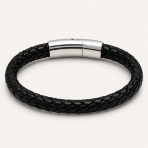 Bracelet Homme en Cuir Tressé Noir